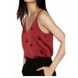 Express New NWT Sasha Gilmore's Red and Black Embroidered Floral Size Large Sexy